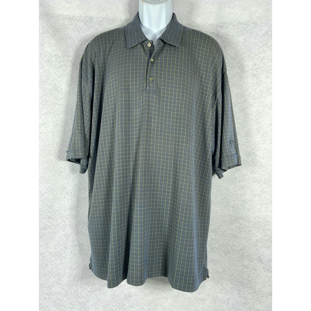Tiger Woods Collection Polo Shirt Men's XL Blue Geometric Short Sleeve